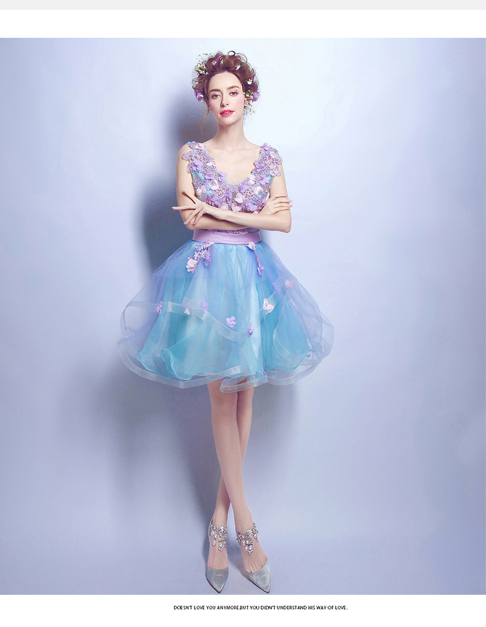 Fairy Blue Short Party Evening Dresses