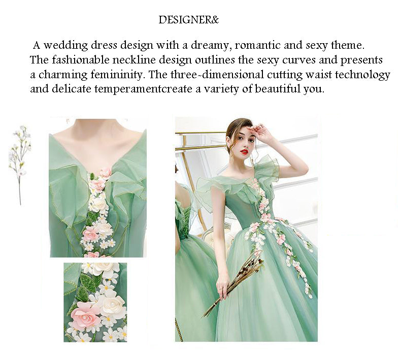 Tulle Lace Fabric Wedding Evening Dresses Elegant