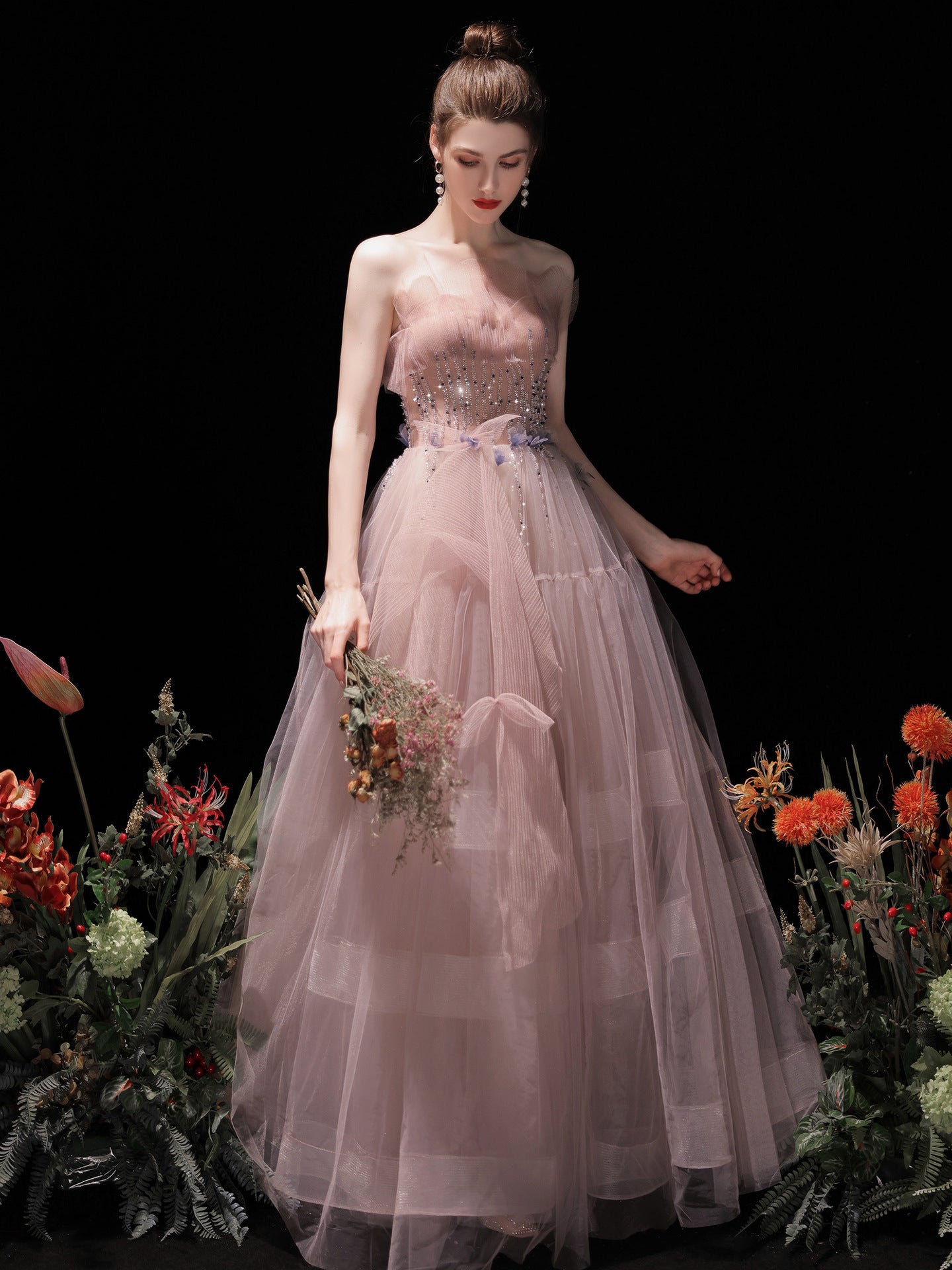 Lace Beaded Elegant Party Evening Dresses