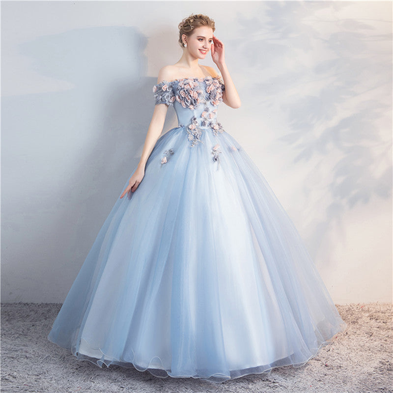 Elegant Dresses Women Evening Blue Ball Gown