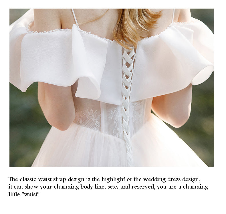 Sling Big Bow White Wedding Dress