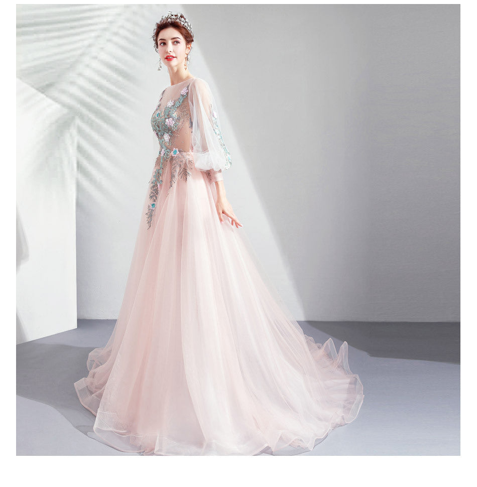 Pink Bridal Long Sleeve Wedding Dresses