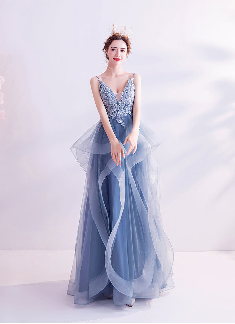 Blue Elegant Wedding Dress Ball Evening Gown